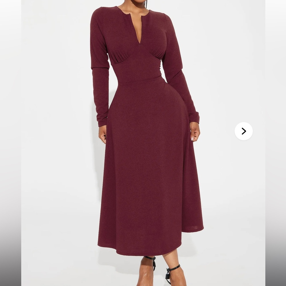 Fashion Nova Burgundy Midi Dress
